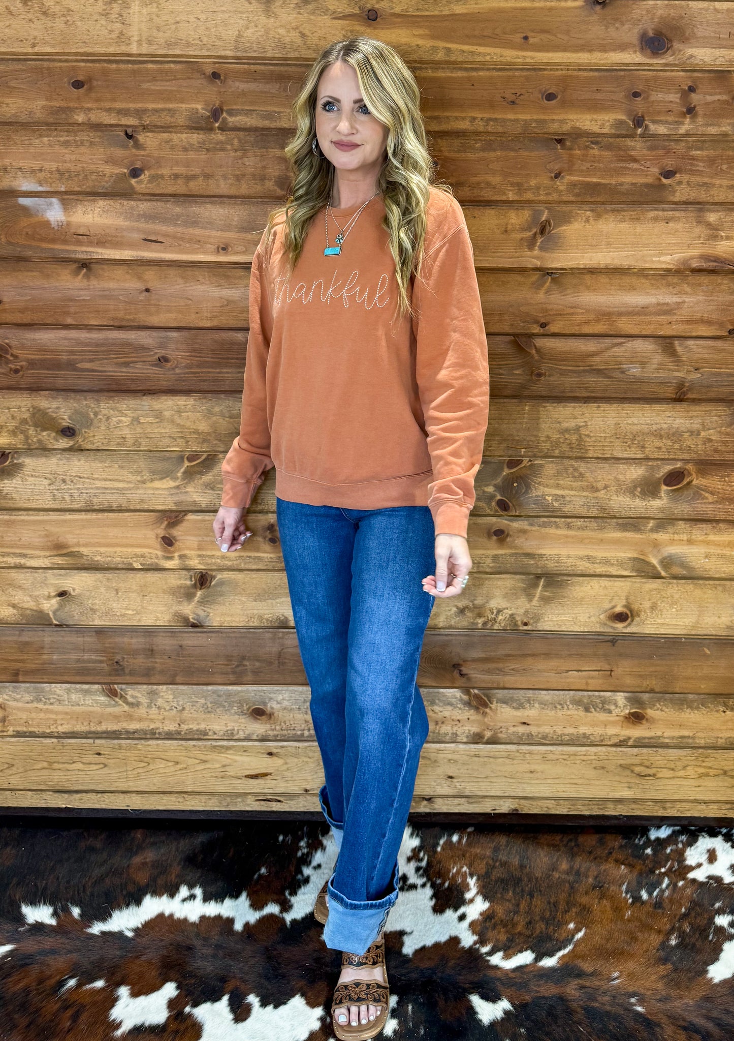 Thankful Embroidered Sweatshirt