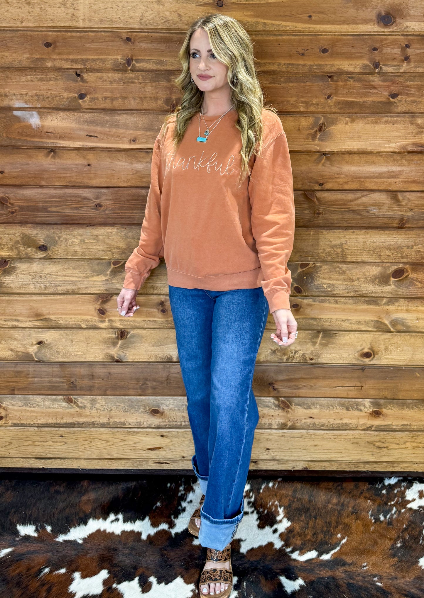 Thankful Embroidered Sweatshirt