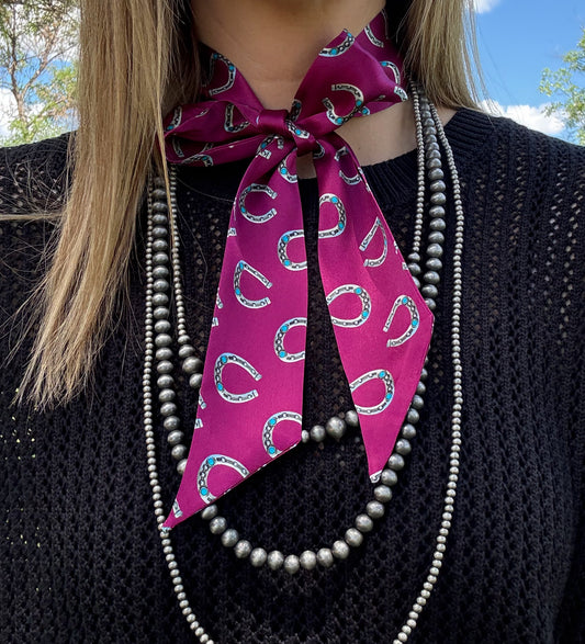 Purple Horseshoe Silk Twilly