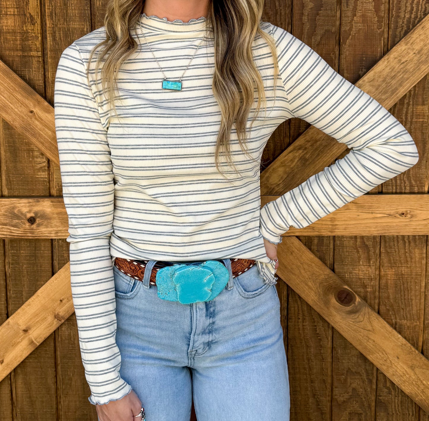 The Maggie Striped Top *Grey