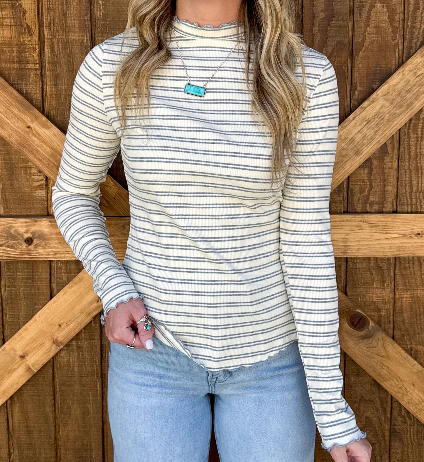 The Maggie Striped Top *Grey