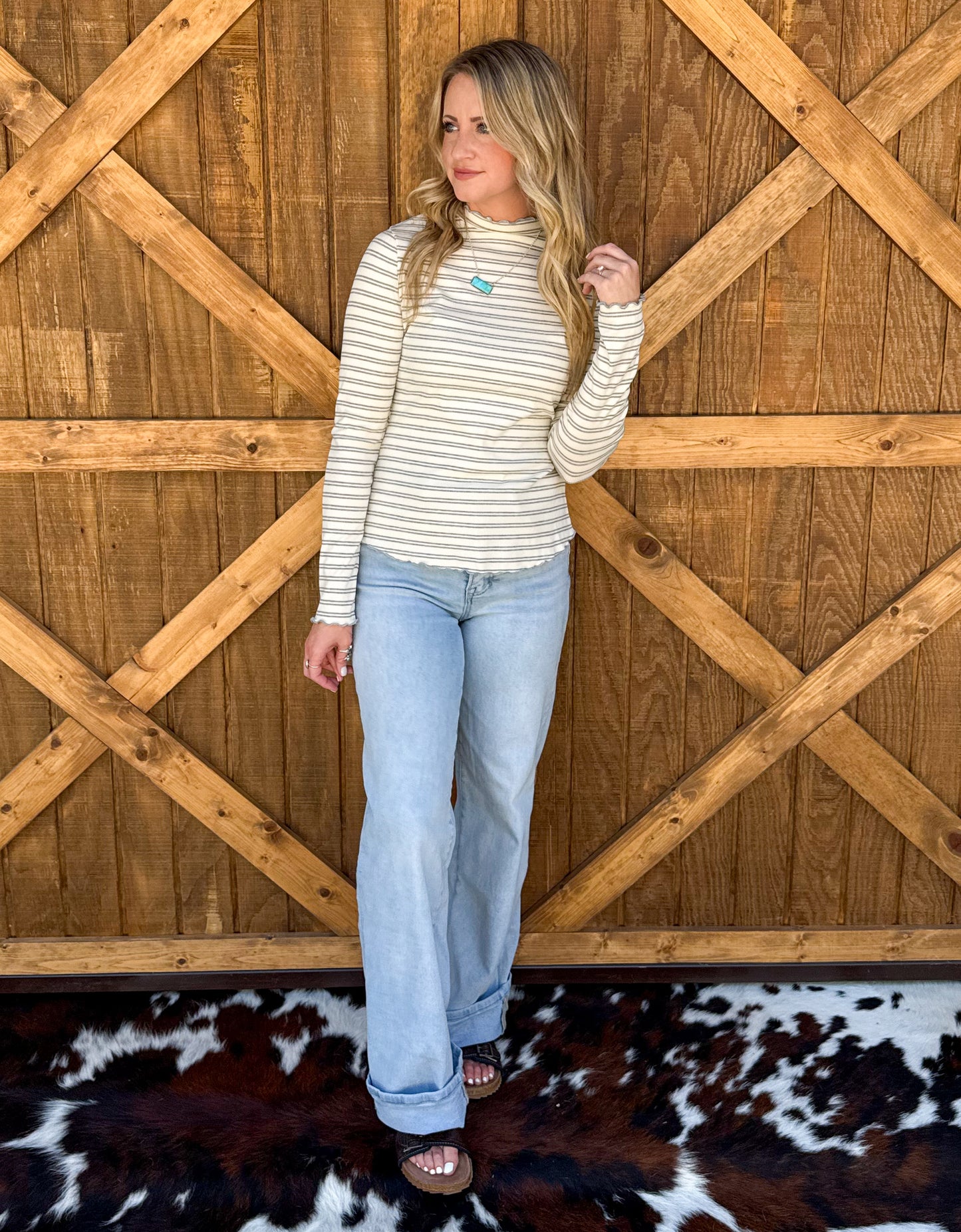 The Maggie Striped Top *Grey