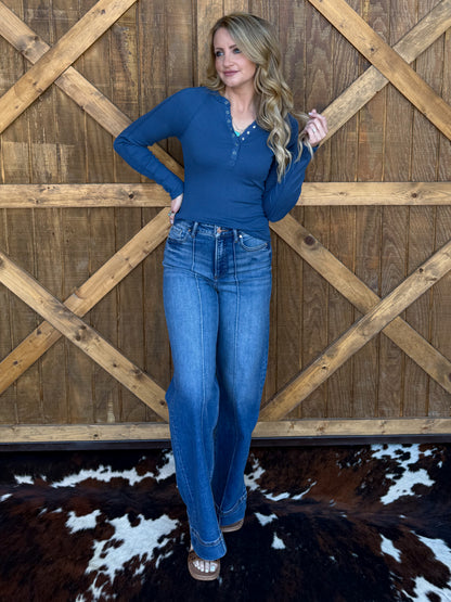 The Henley Basic Long Sleeve *Ocean Blue