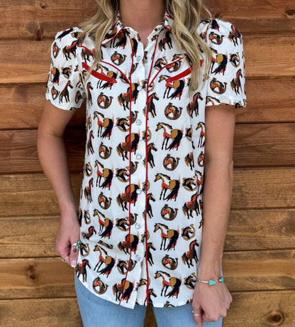 Equestrian Button-Up Top