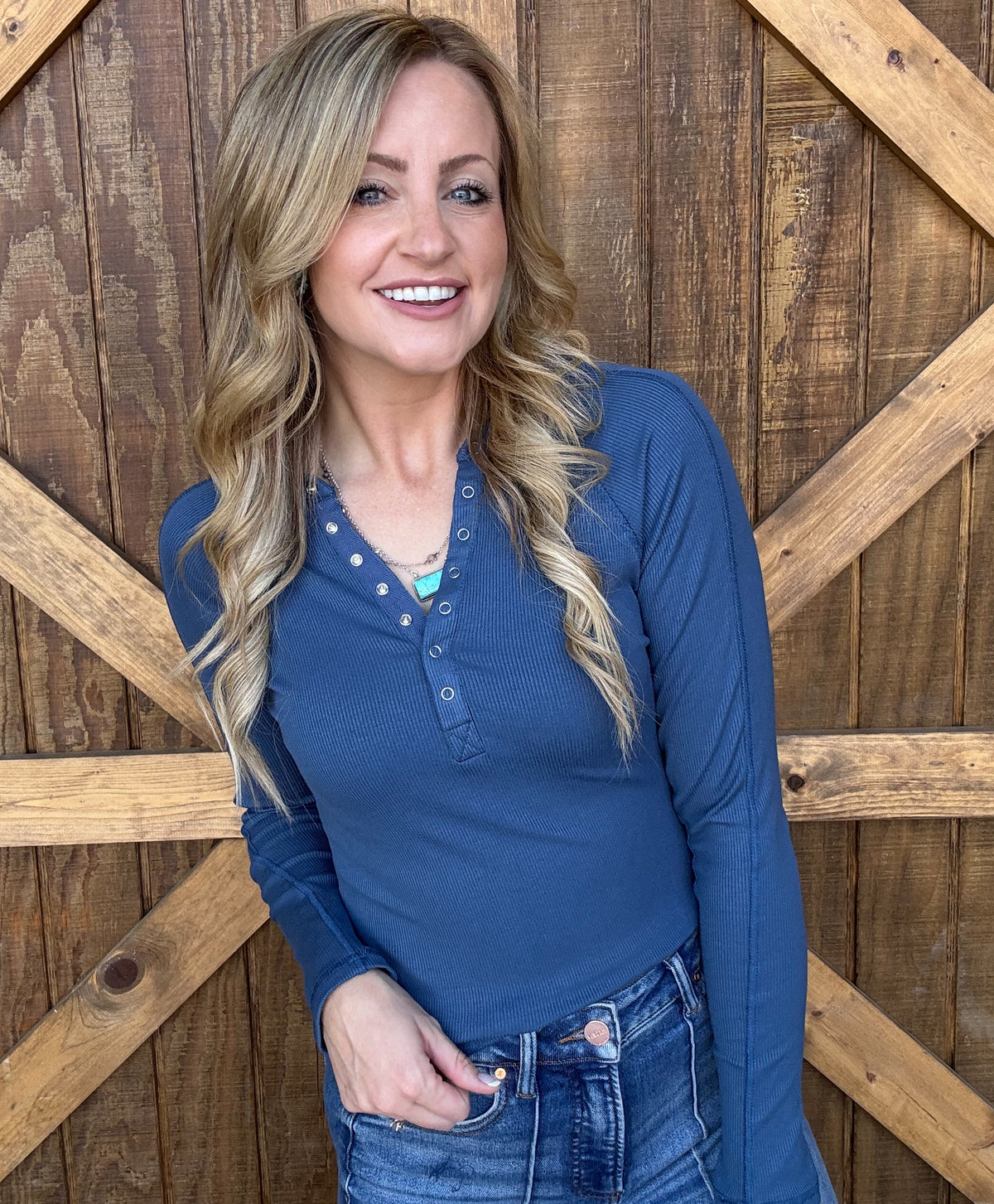 The Henley Basic Long Sleeve *Ocean Blue
