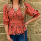 Classy Aztec Blouse *Rust