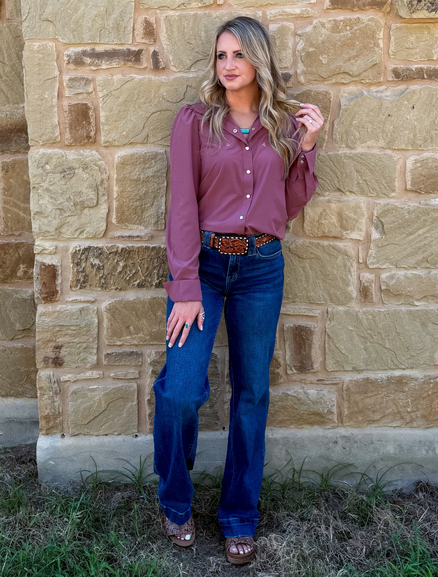 Cowgirl Pearl Snap Long Sleeve *Wine