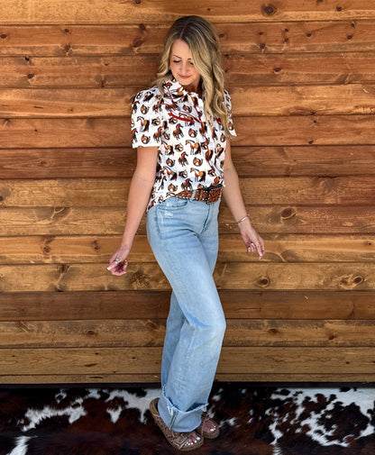 Equestrian Button-Up Top