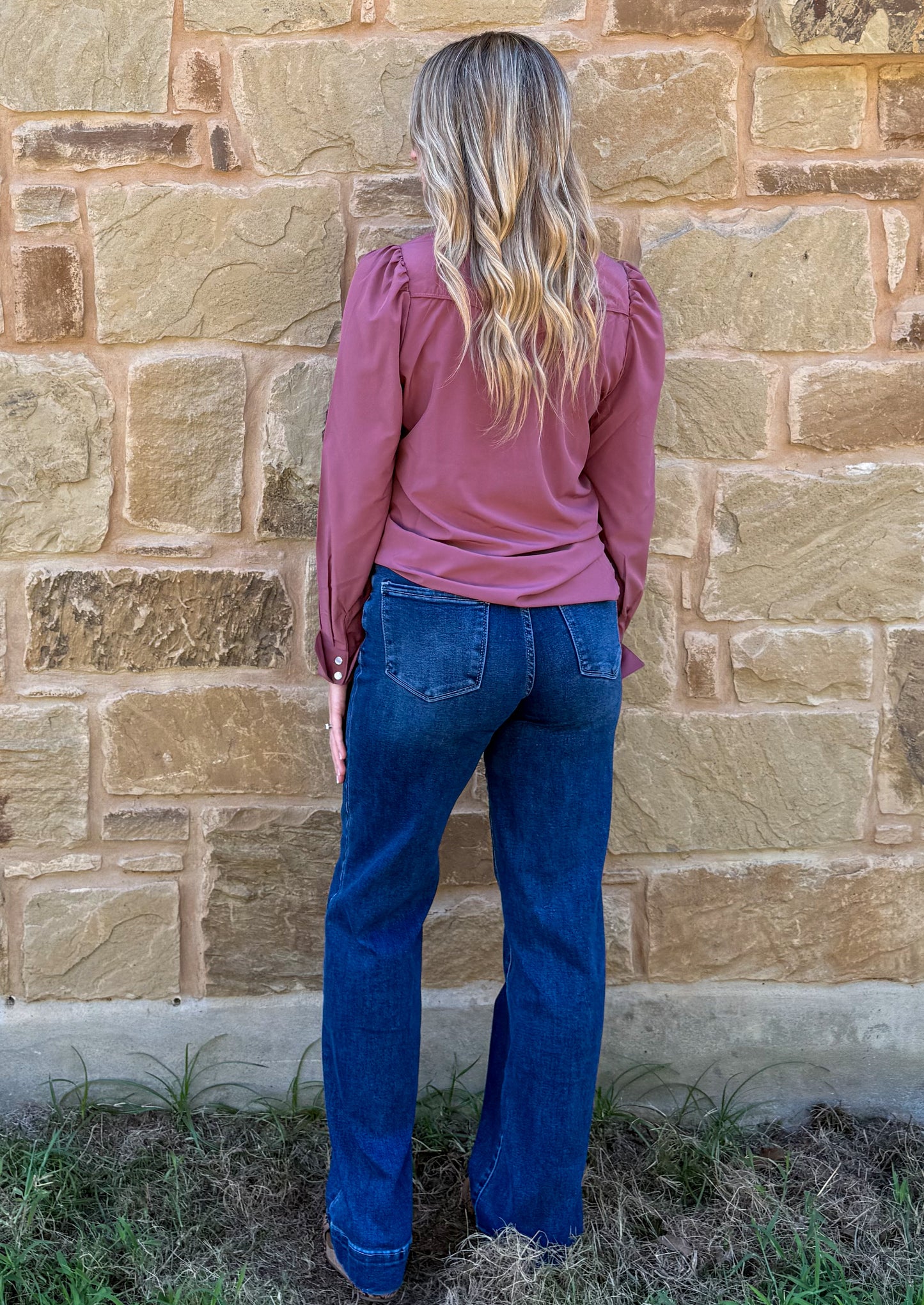 Cowgirl Pearl Snap Long Sleeve *Wine