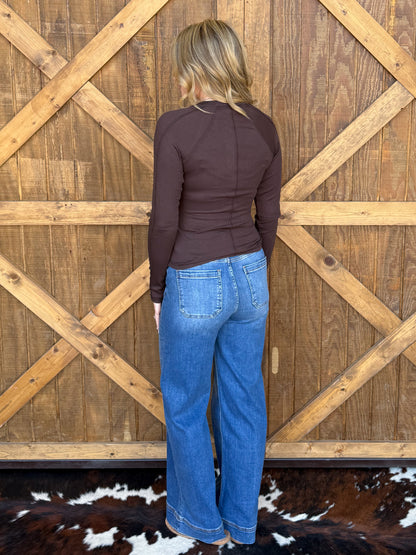 The Henley Basic Long Sleeve *Coffee Bean