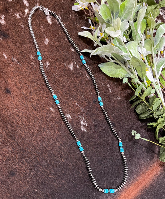 Silver & Turquoise Faux Necklace