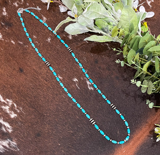 Turquoise with Silver Faux Necklace