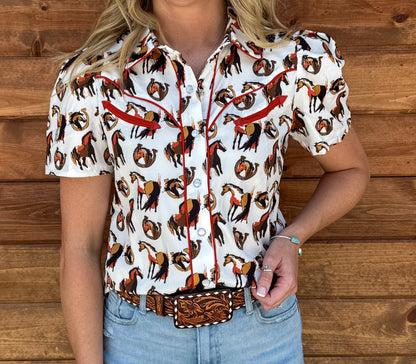 Equestrian Button-Up Top