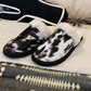 Cowhide Myra Slippers {Black & White}