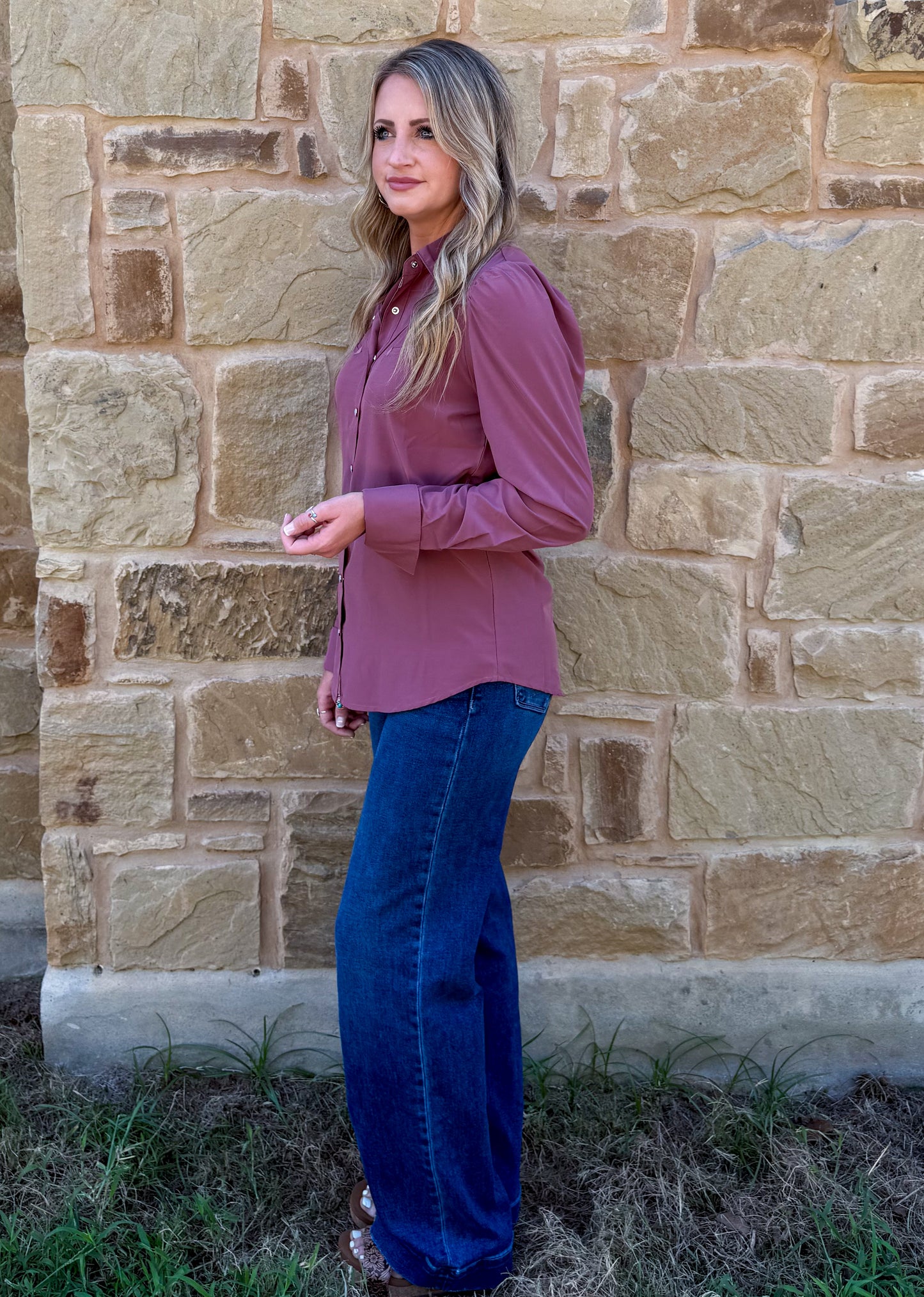 Cowgirl Pearl Snap Long Sleeve *Wine