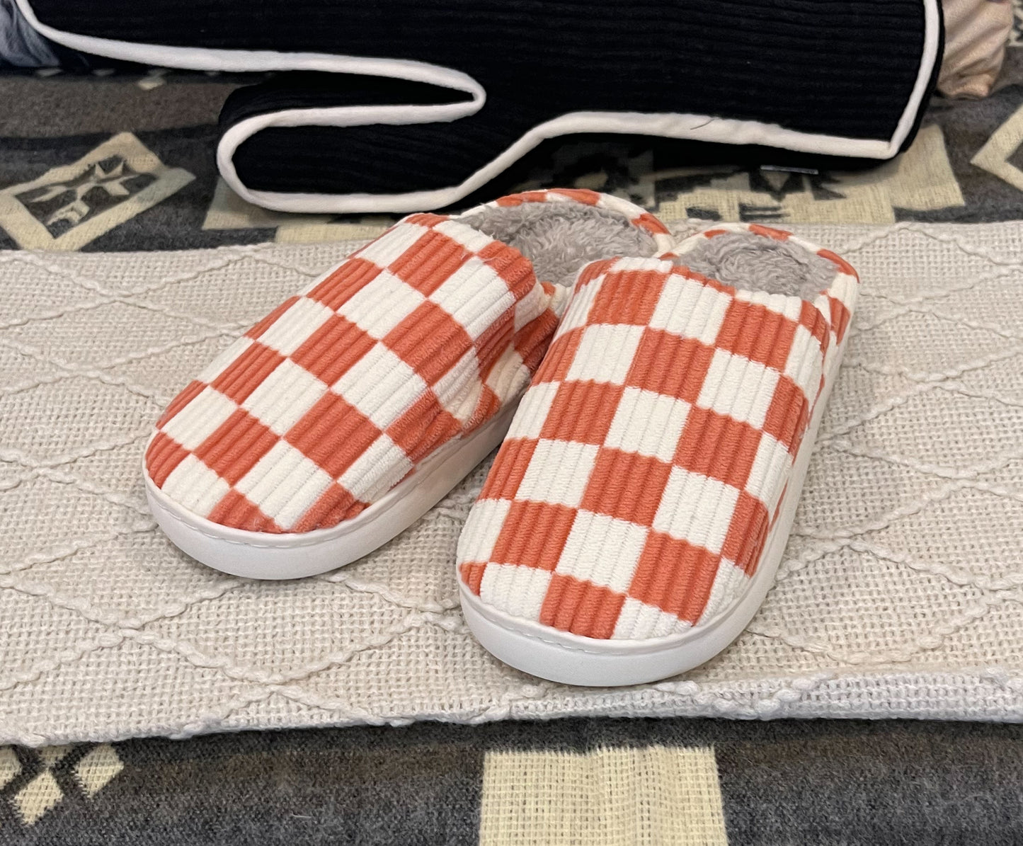 Checkered Slippers {Peach}