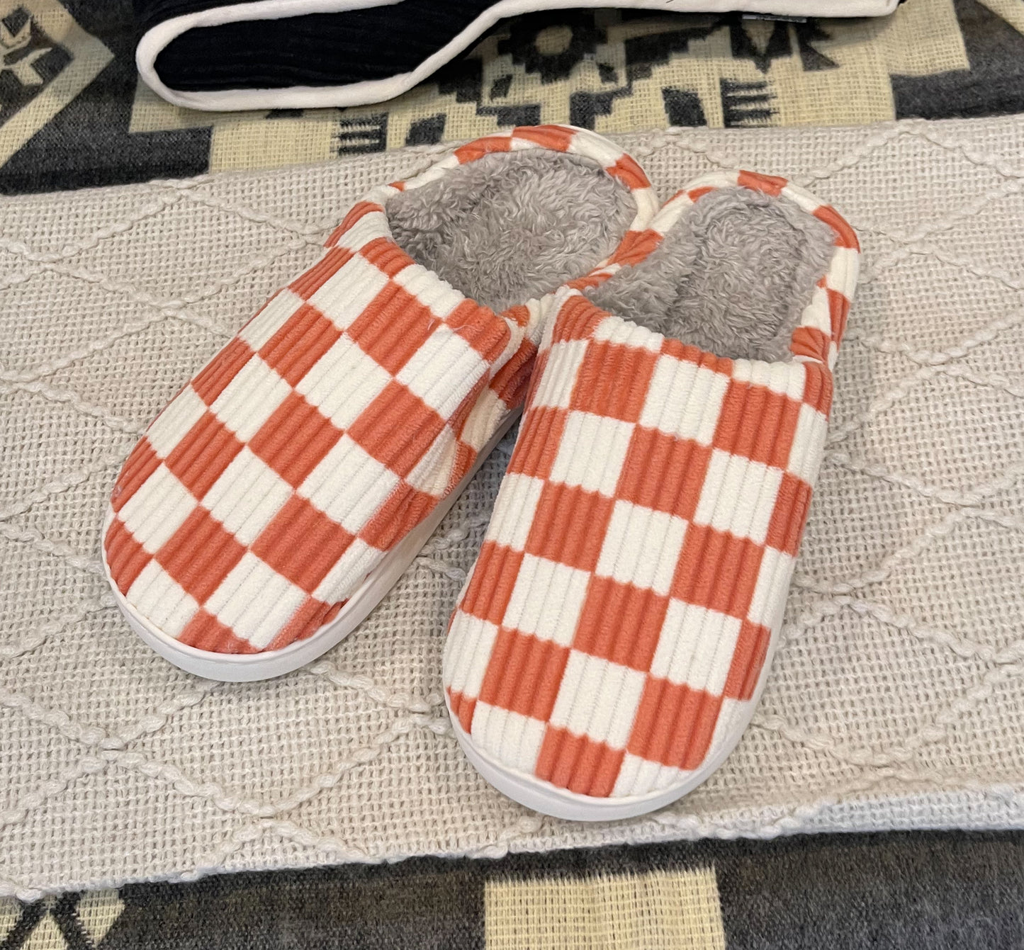 Checkered Slippers {Peach}