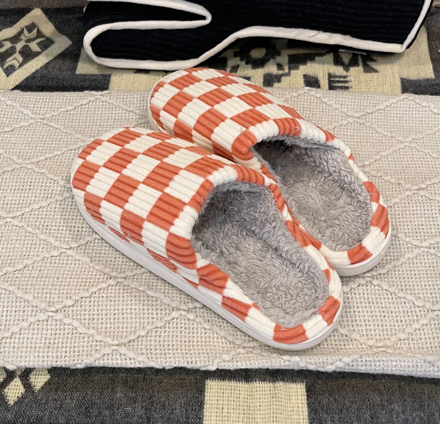 Checkered Slippers {Peach}