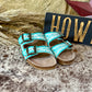 Turquoise & White Hand-Tooled Sandals