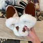 Cowhide Myra Slippers {Brown & White}