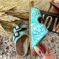 Turquoise & White Hand-Tooled Sandals