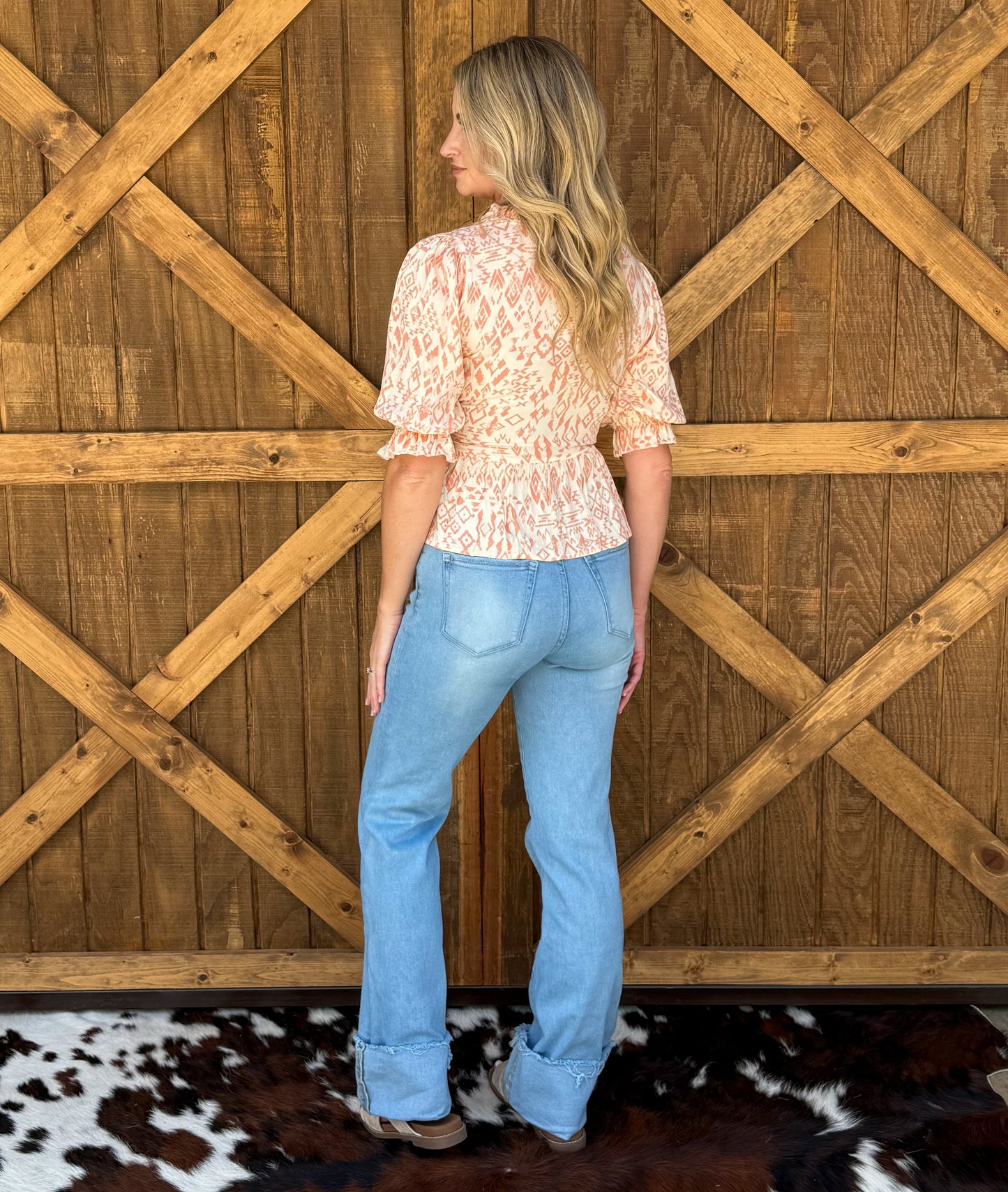 Classy Aztec Blouse *Coral