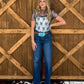 Floral Lace Mesh Top *Teal