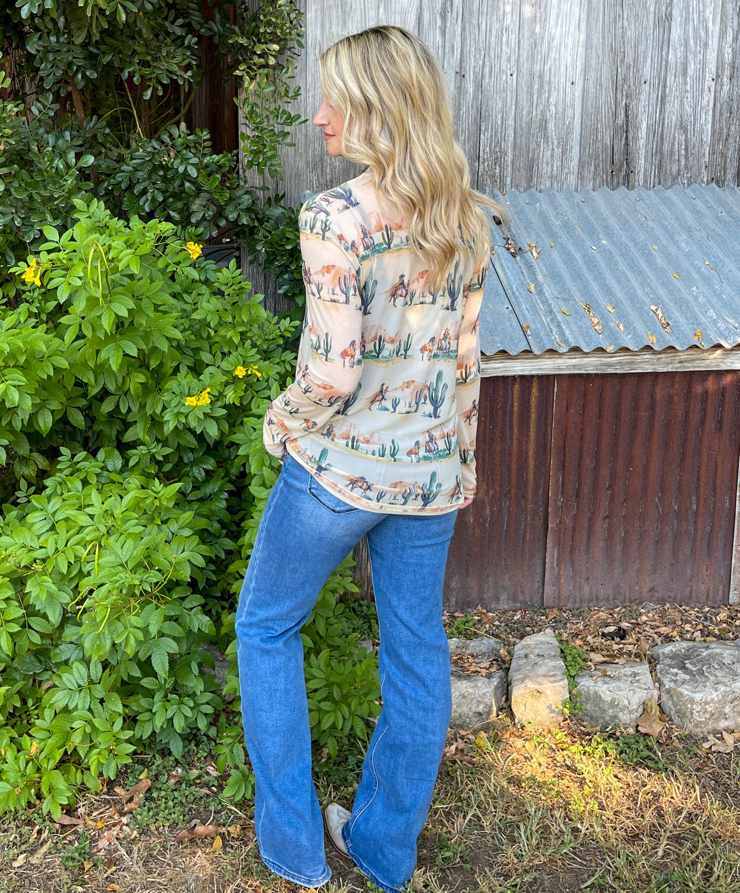 Cactus Cowgirl Mesh Top