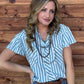 Denim Babe Striped Pearl Snap