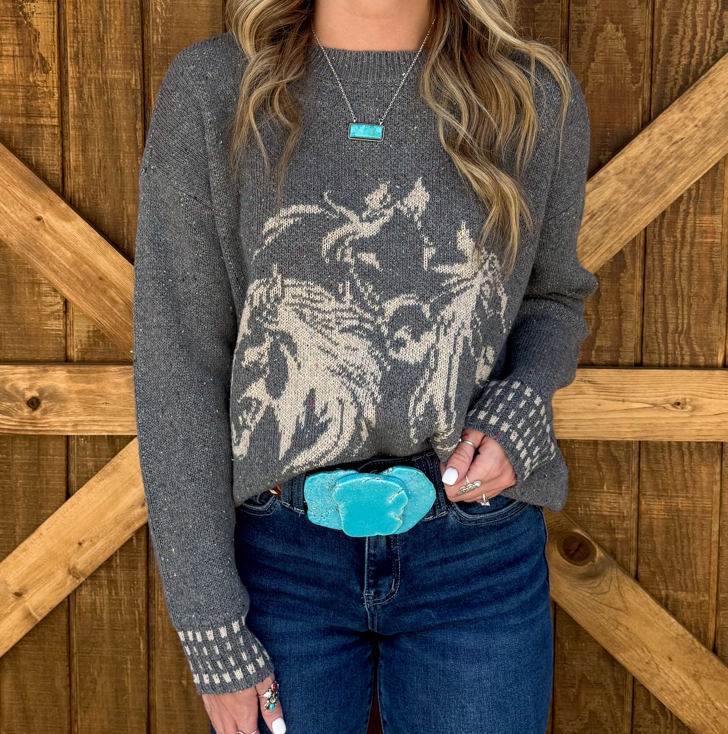 Wind River Horses Sweater *Charcoal