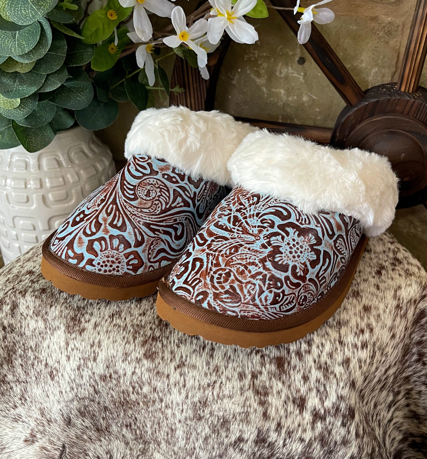 Marta Turquoise Slippers