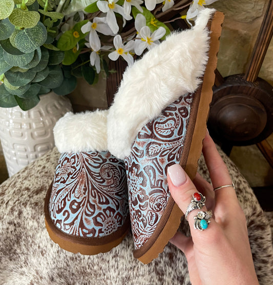 Marta Turquoise Slippers