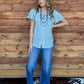 Denim Babe Striped Pearl Snap