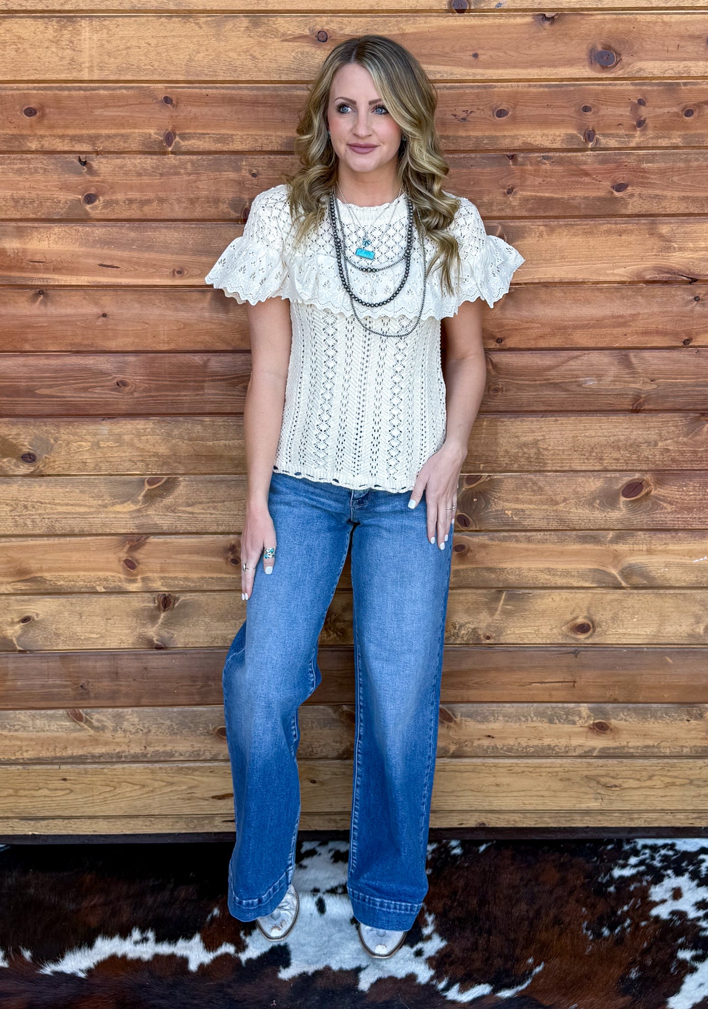 Ivory Cowgirl Crochet Blouse
