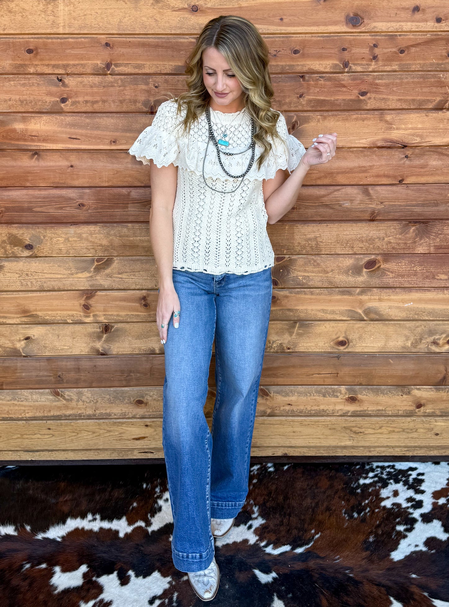 Ivory Cowgirl Crochet Blouse