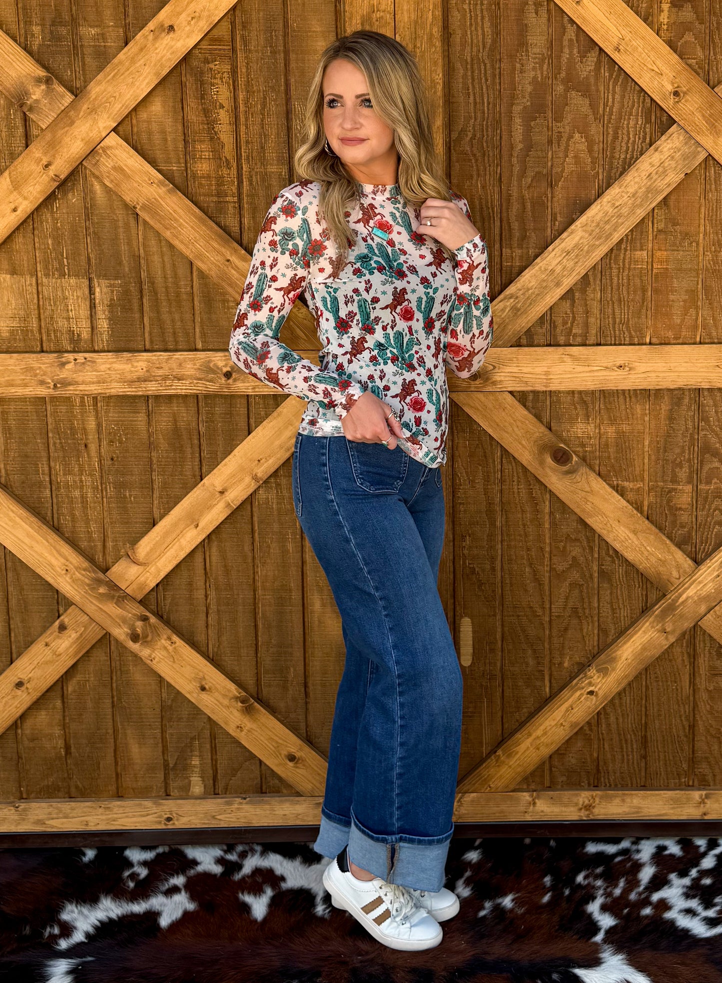 Cactus & Cowboy Mesh Top