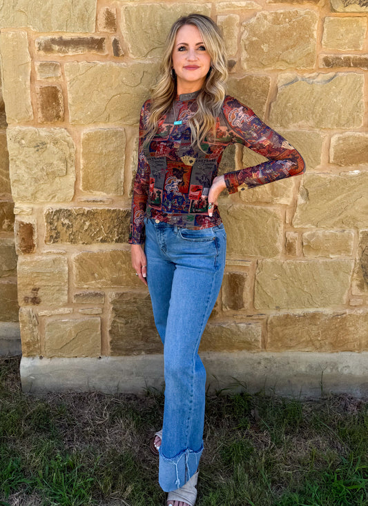 Cheyenne Collage Mesh Top