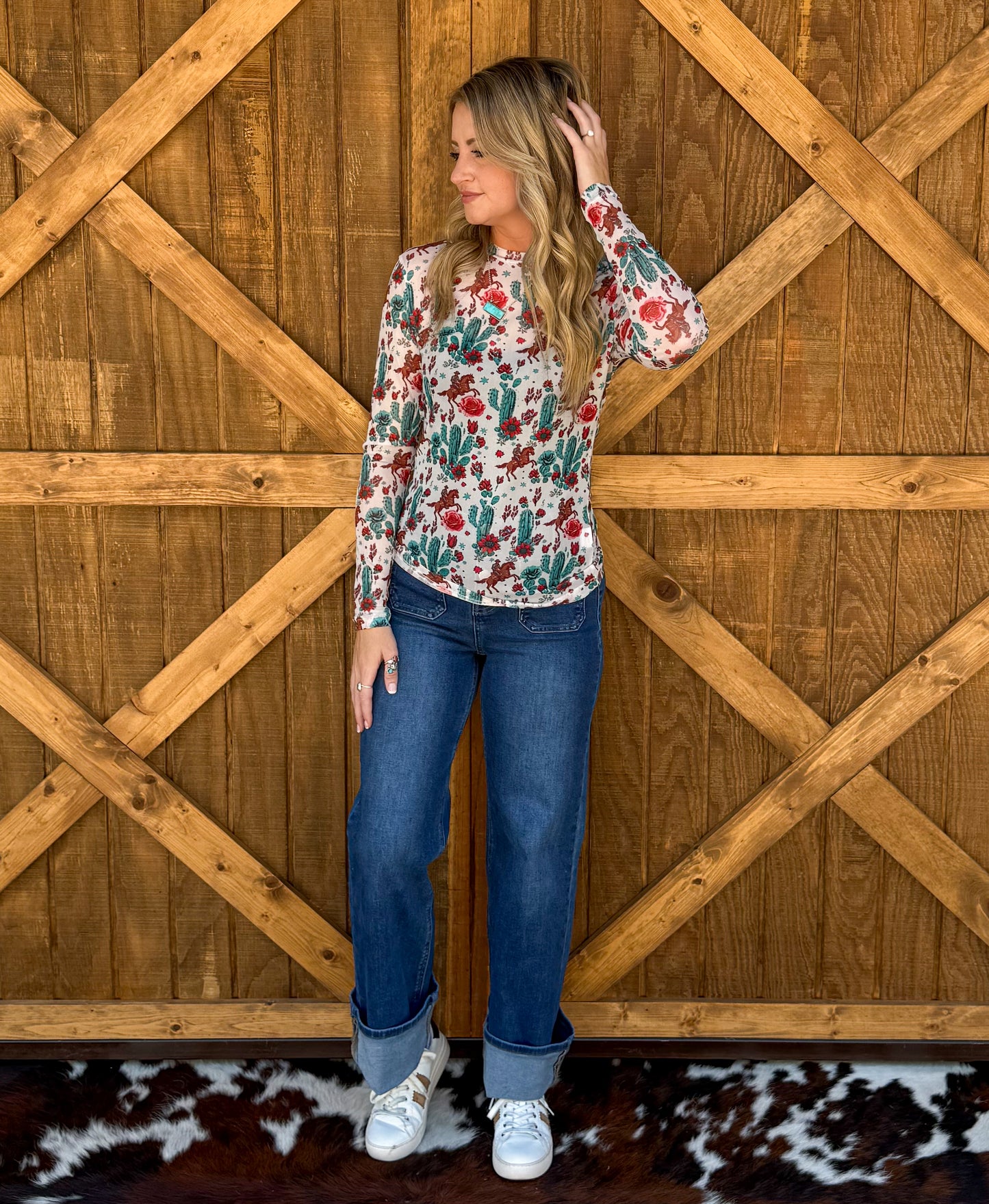 Cactus & Cowboy Mesh Top