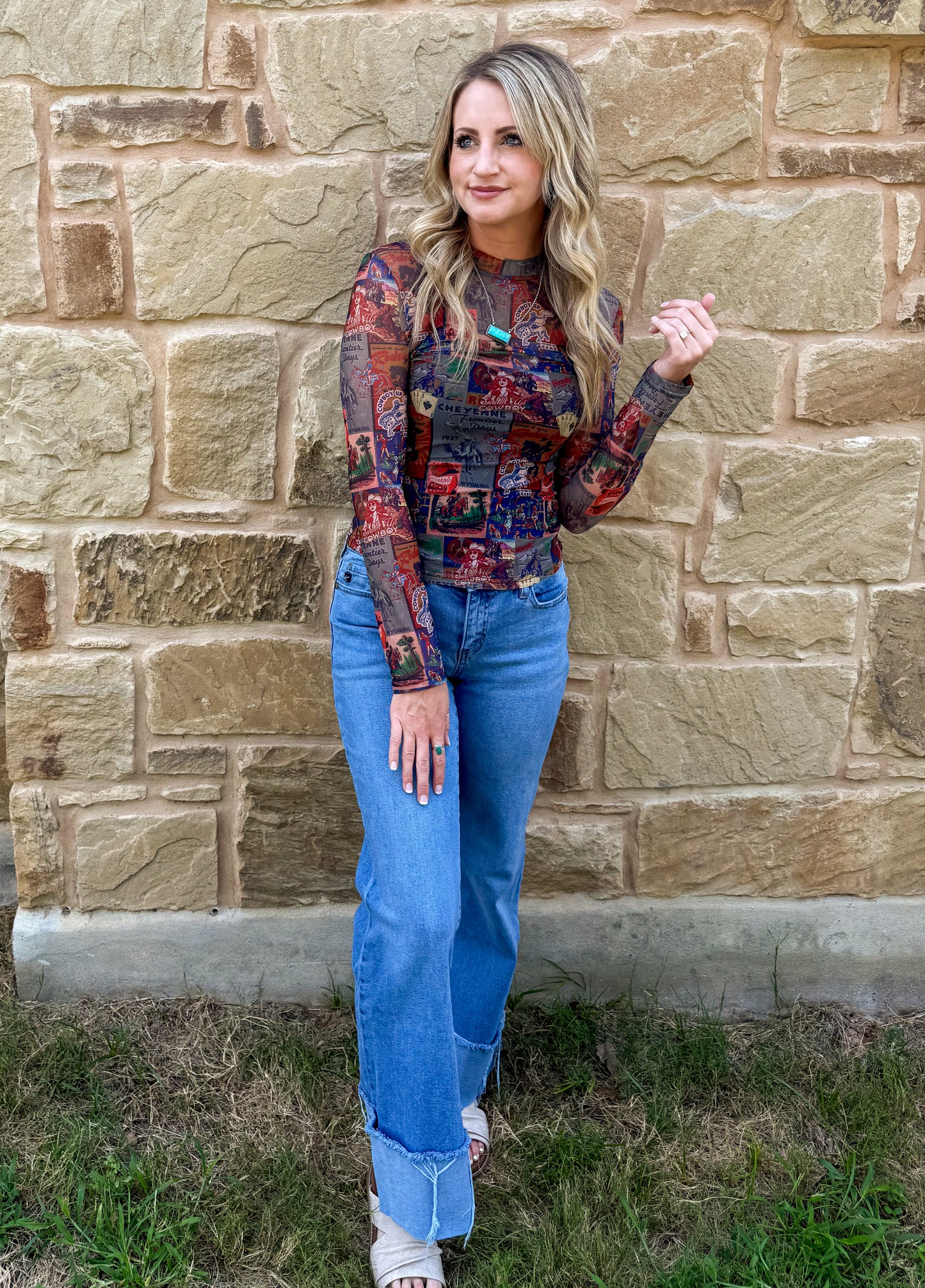 Cheyenne Collage Mesh Top