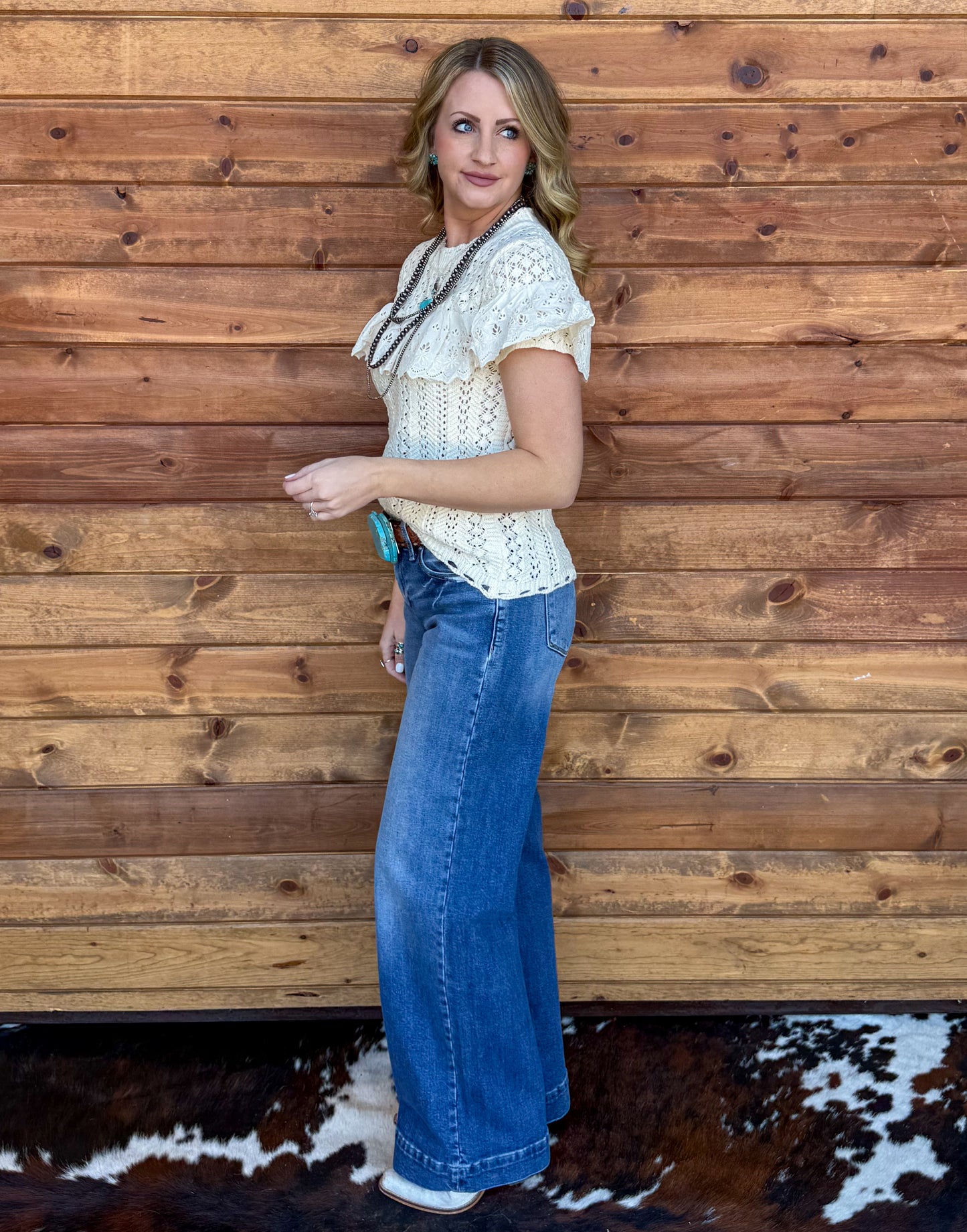 Ivory Cowgirl Crochet Blouse