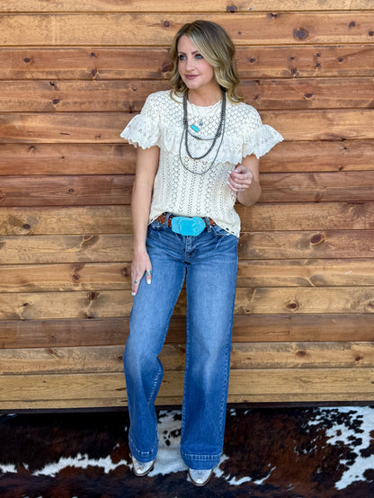 Ivory Cowgirl Crochet Blouse