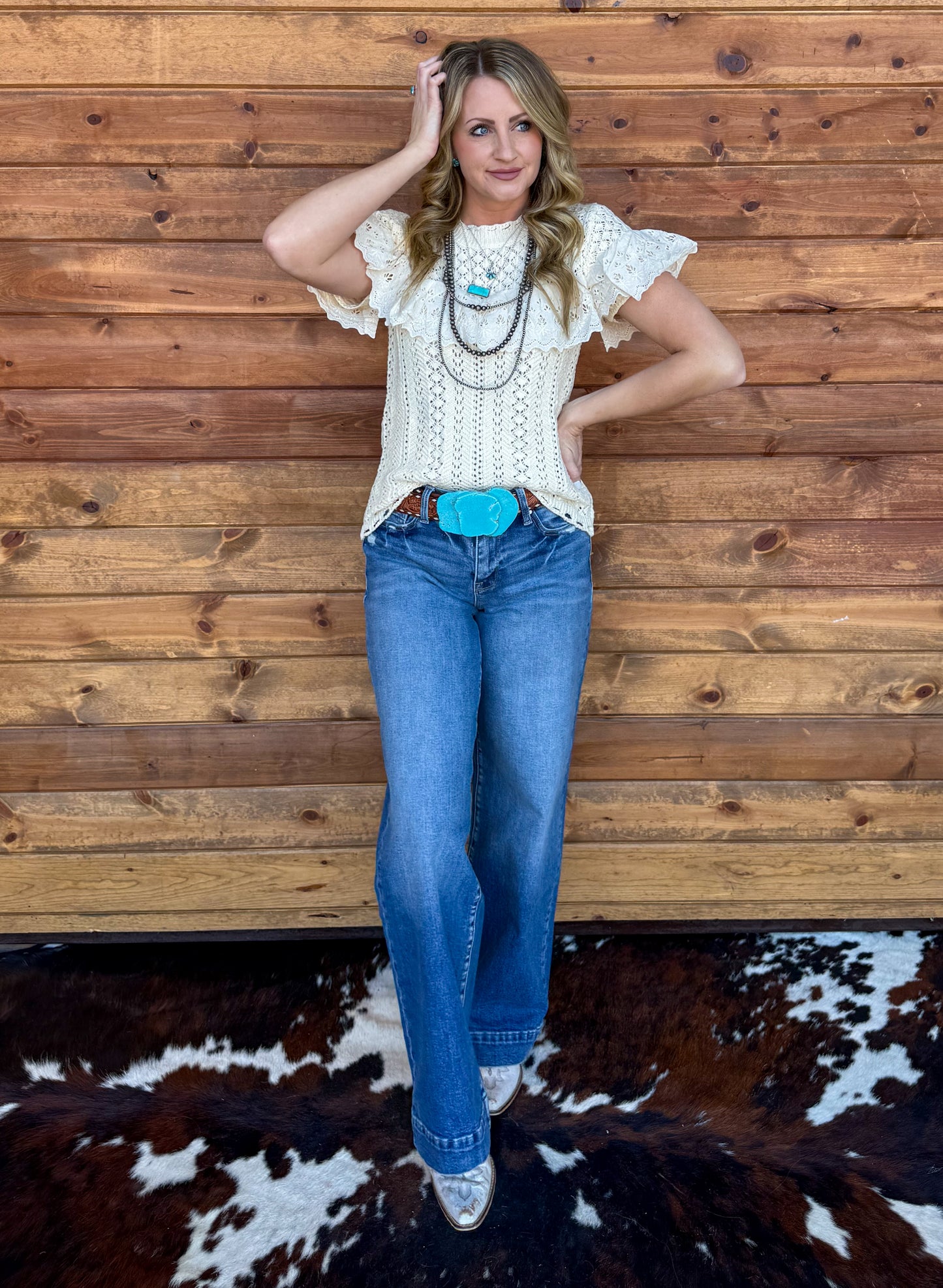 Ivory Cowgirl Crochet Blouse