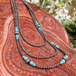 22” 3 Strand Turquoise & Navajo Pearl Faux Necklace