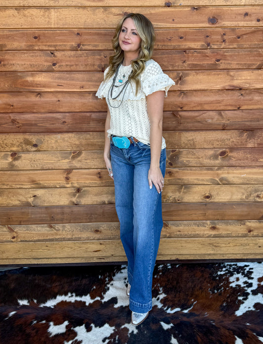 Ivory Cowgirl Crochet Blouse