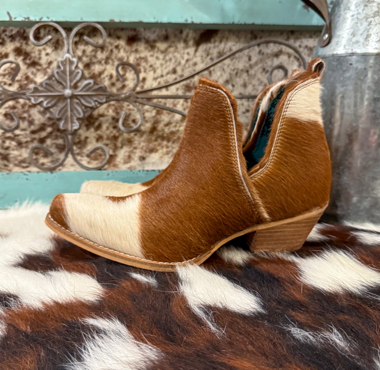 Sunset Bloom Cowhide Booties