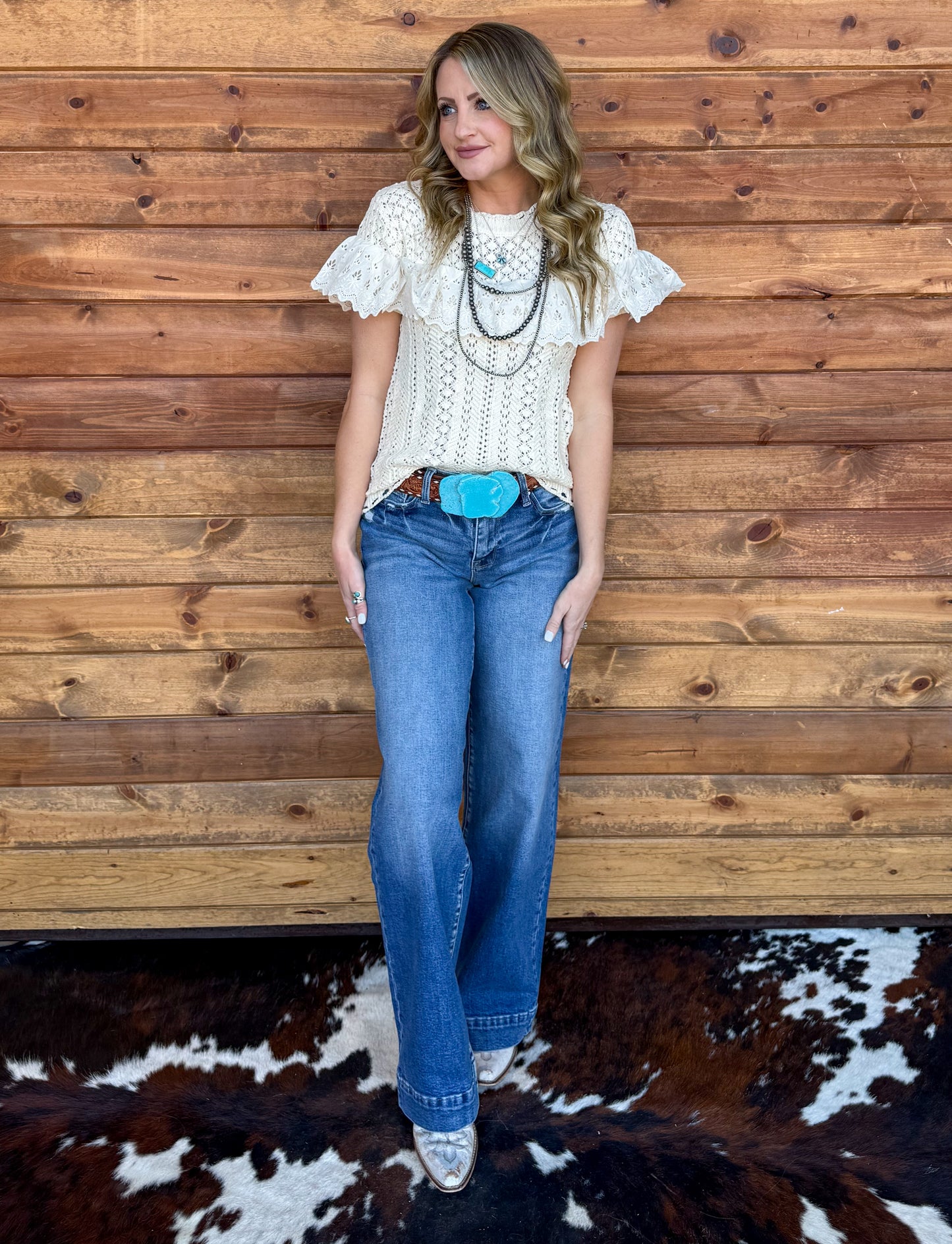 Ivory Cowgirl Crochet Blouse