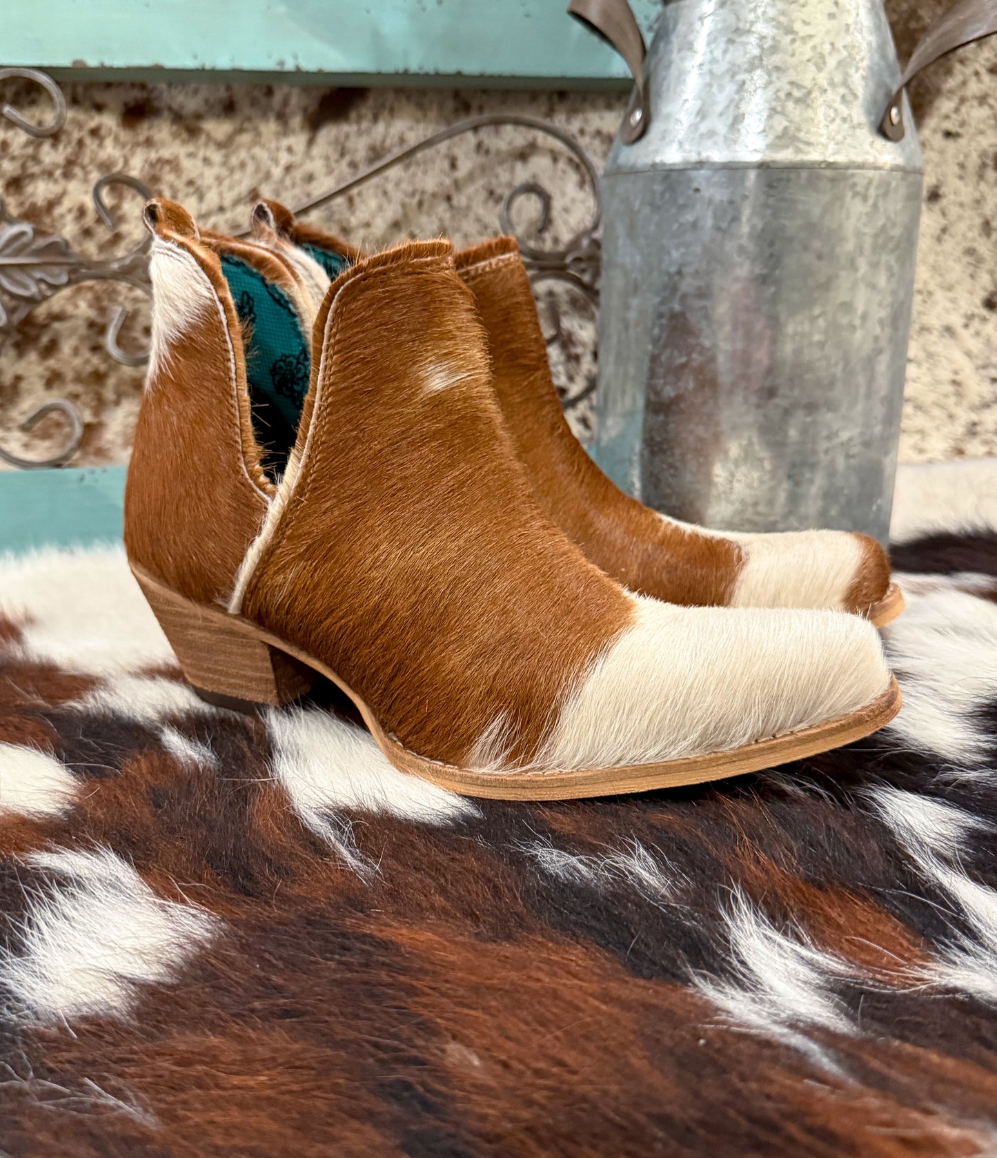 Sunset Bloom Cowhide Booties