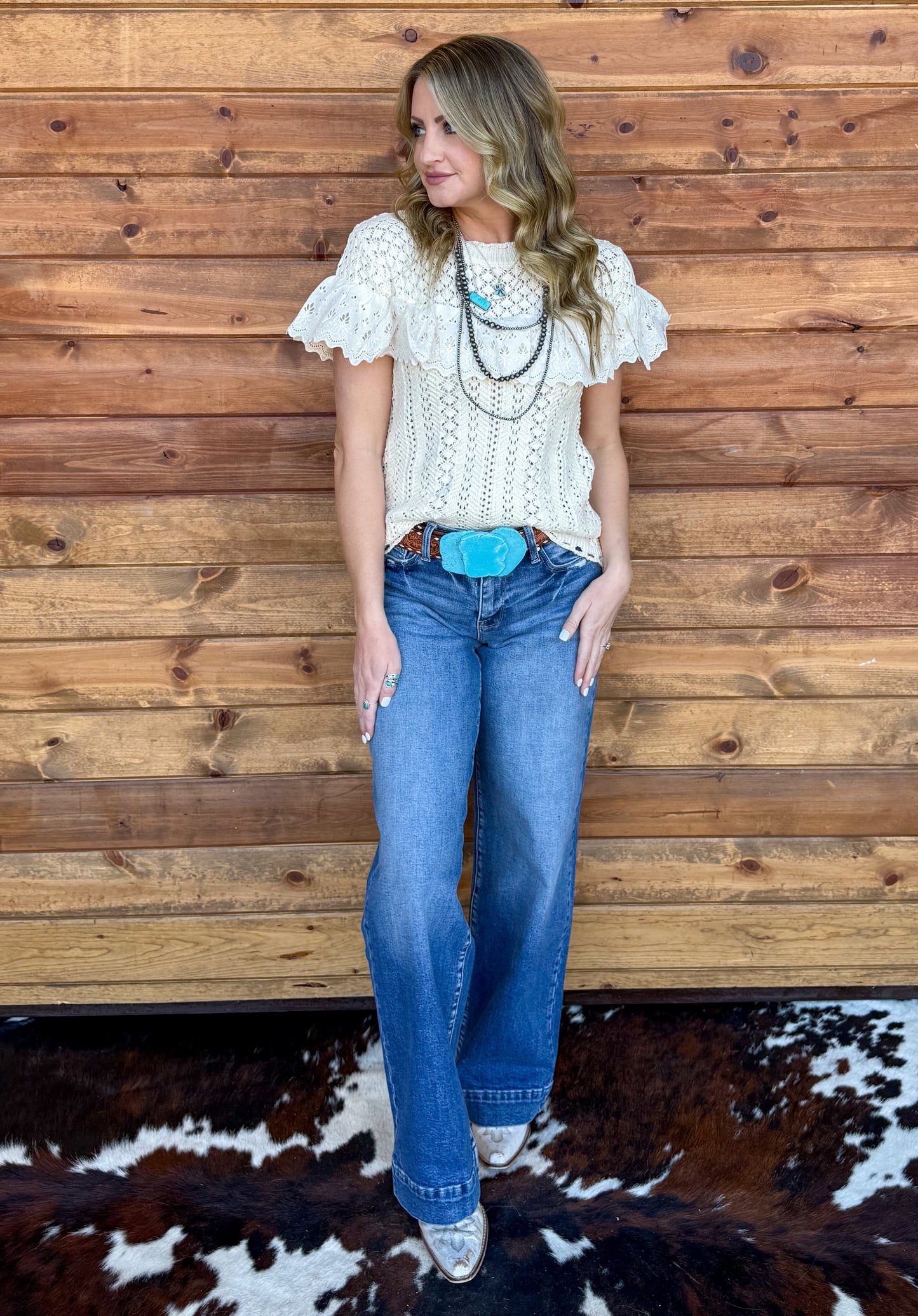 Ivory Cowgirl Crochet Blouse