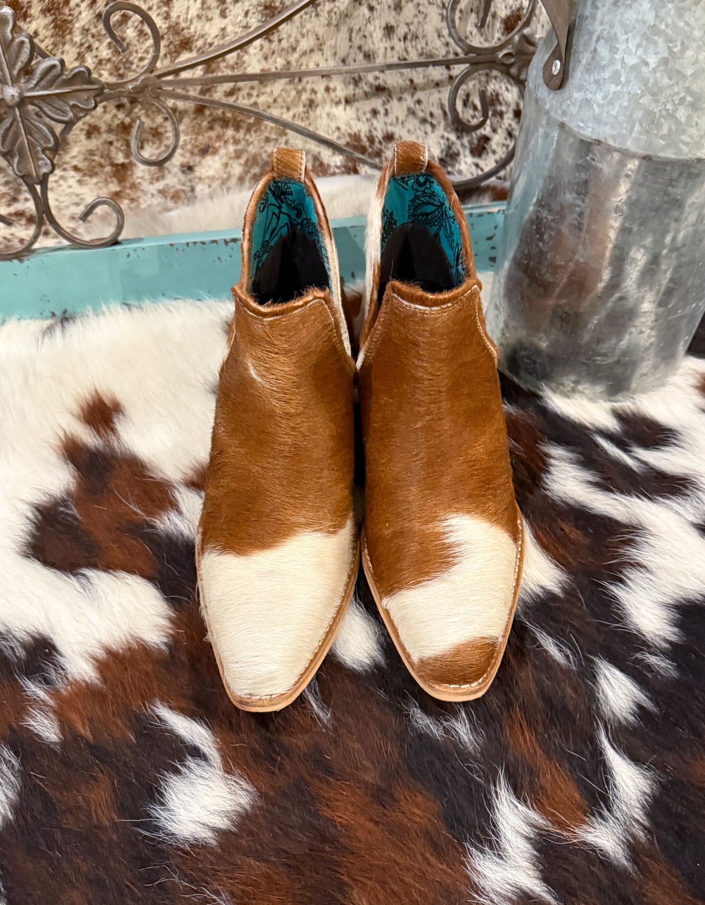 Sunset Bloom Cowhide Booties
