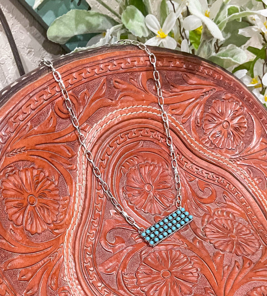 Turquoise Multi-Stone Bar Faux Necklace